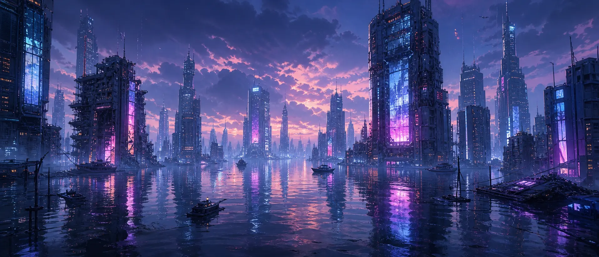 Industrias · Megaciudad sumergida · crepúsculo